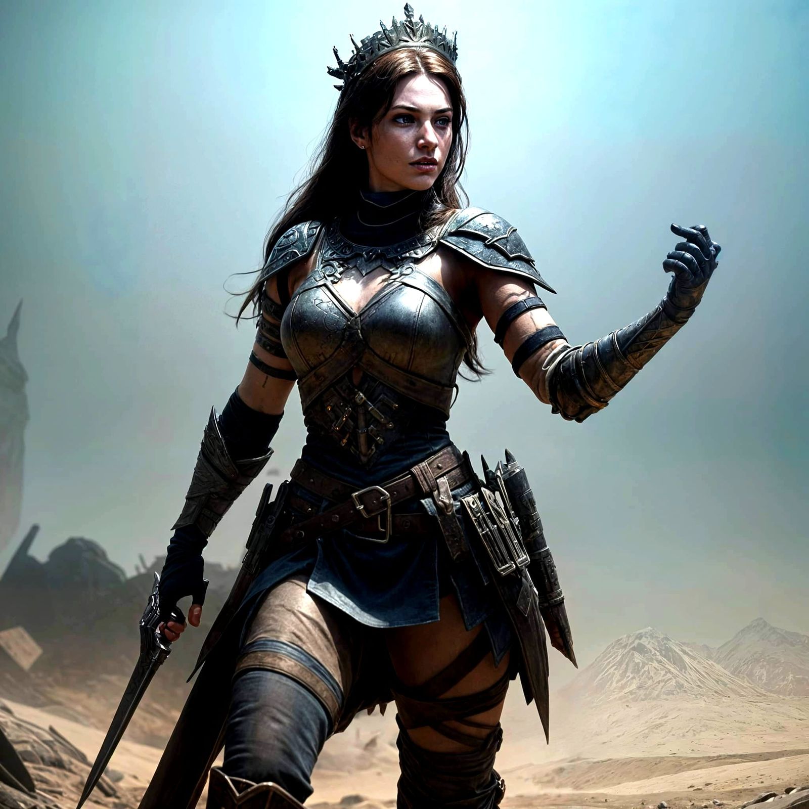 Fierce Post-Apocalyptic Warrior Princess: Cinematic 3D Rende...