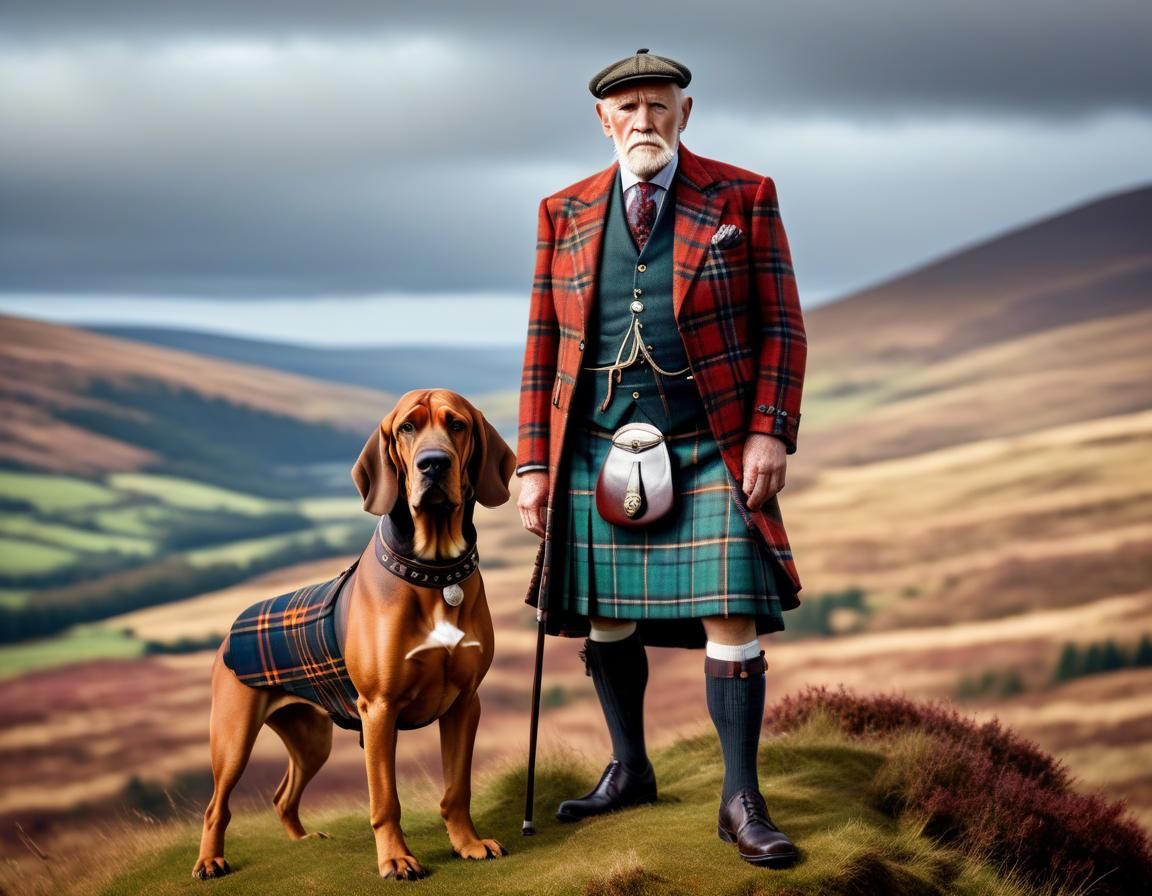Scottish Man With Dog