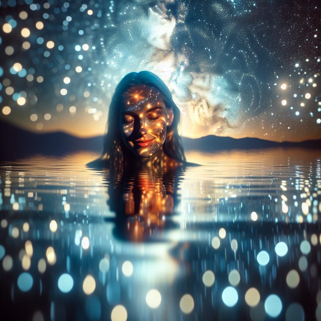 Serene Lake Scene with Dreamy, Ultra-Detailed Portrait in Bo...