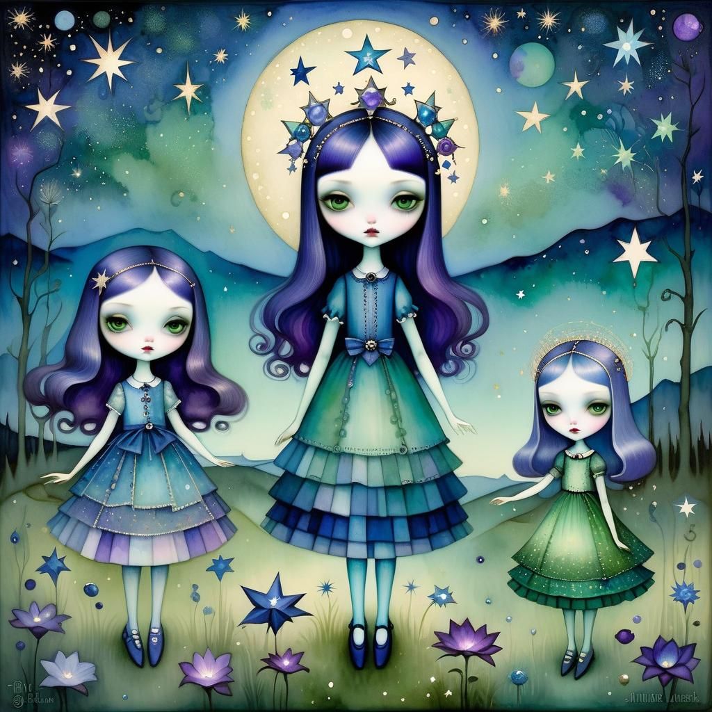 Three Sisters in Post-Impressionistic Cosmos