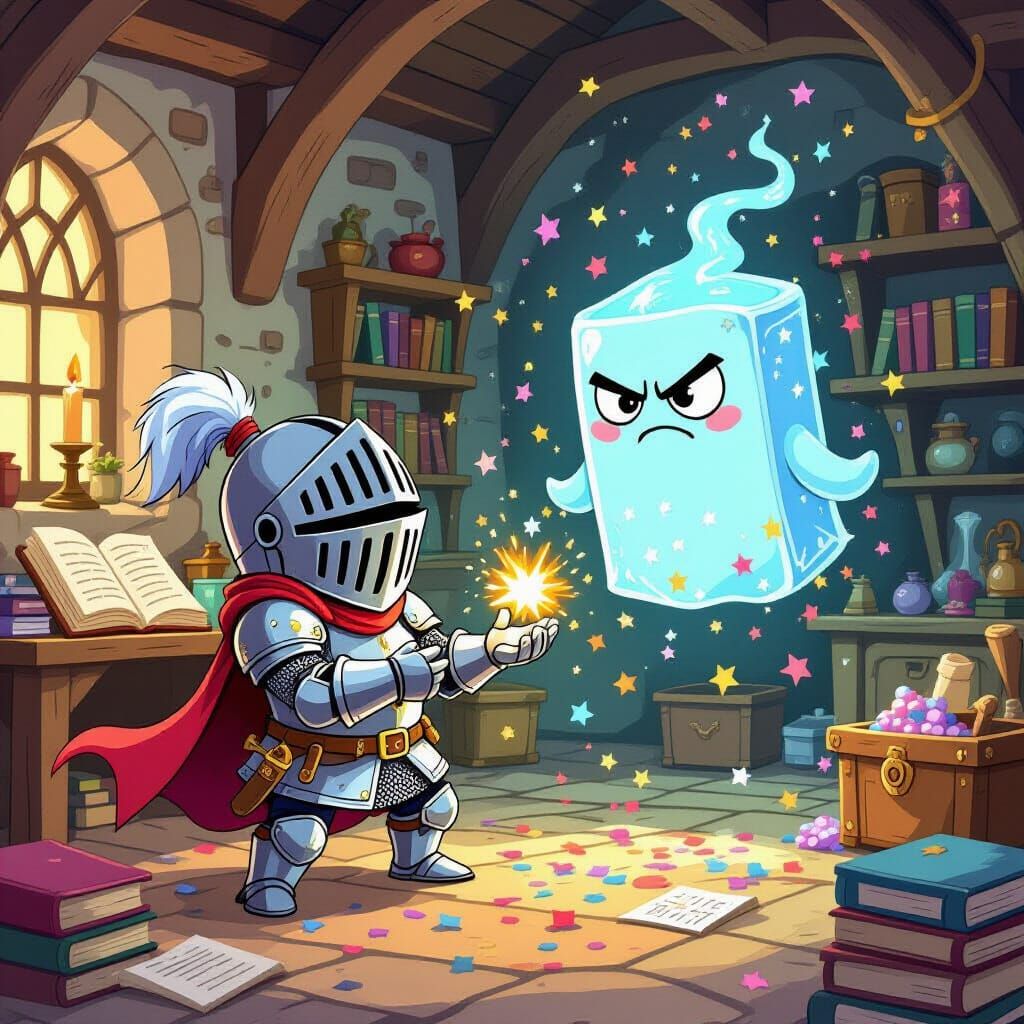 Clumsy Knight Learns Magic From Grumpy Spellbook
