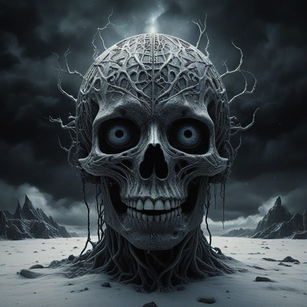 Surreal Nightmare Christmas Ornament in Dark, Frosty Style