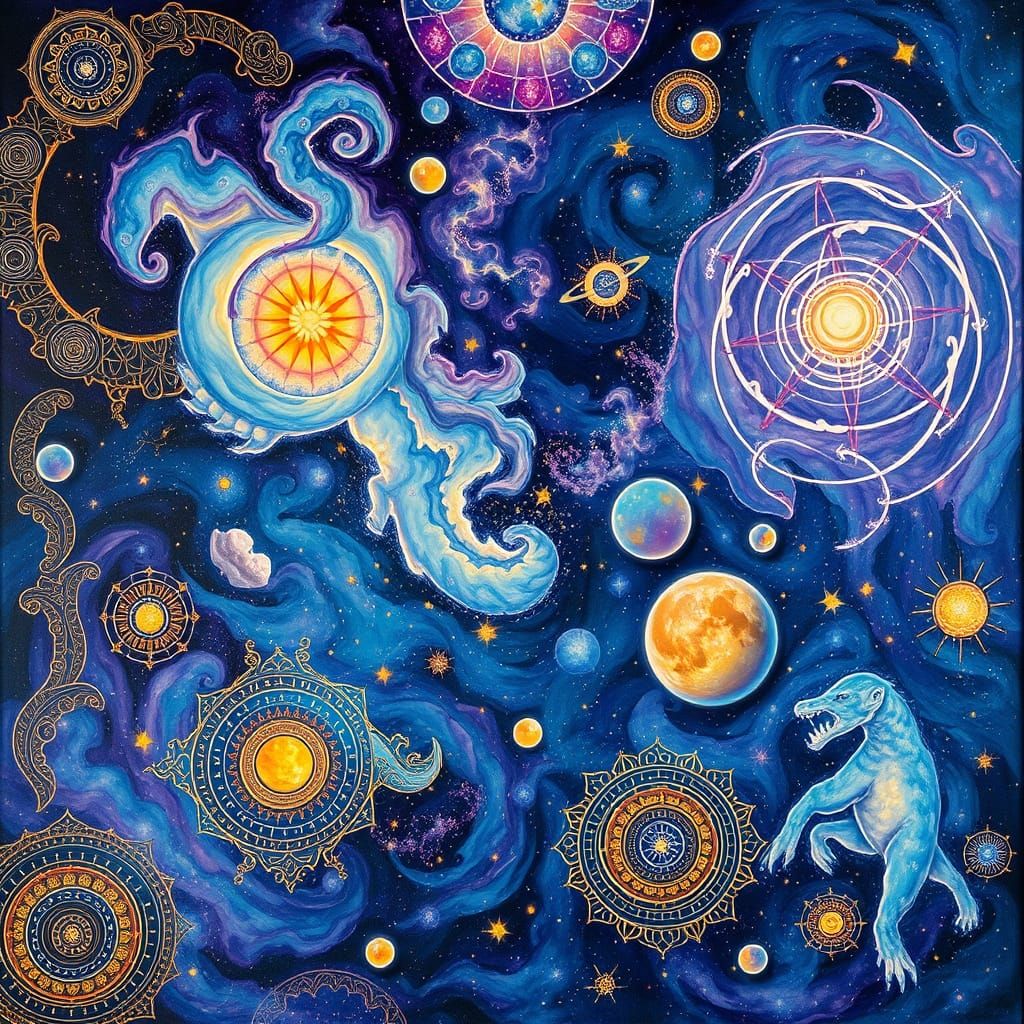 Cosmic Wonder: Astral Illustration of Nebulae and Shamanic P...