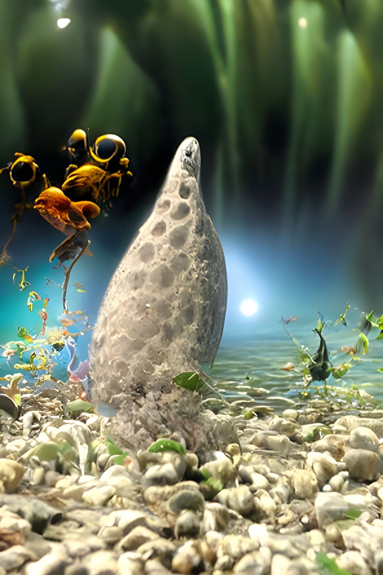 Bioluminescent Sea Monsters in Ocean Abyssal Zone