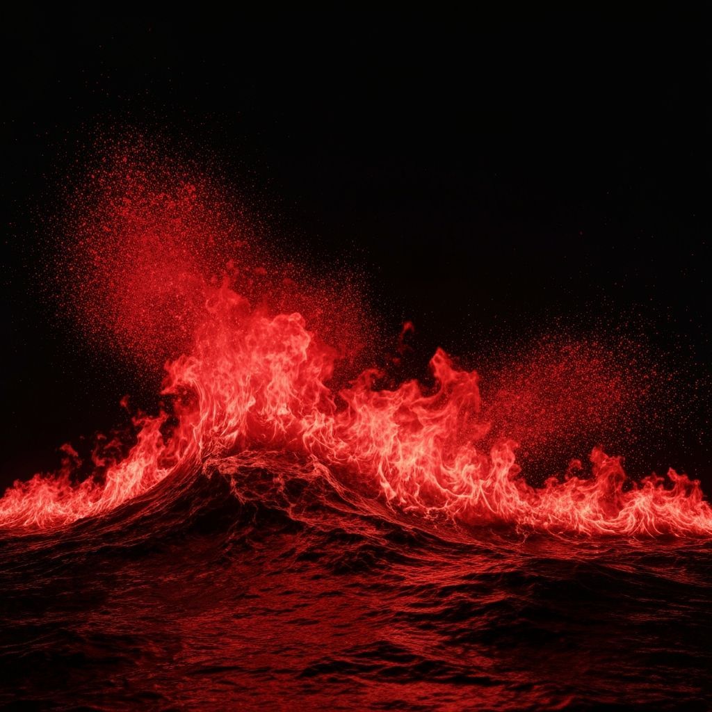 Scarlet Flame Ocean in Epic 3D Game Style