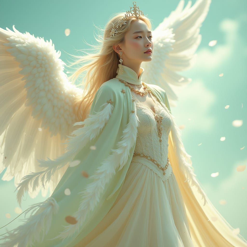 Angelical Korean Princess in Elegant Fantasy Attire