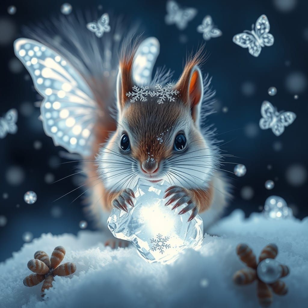 Whimsical Disco Butterflies Dance in Winter Fantasy