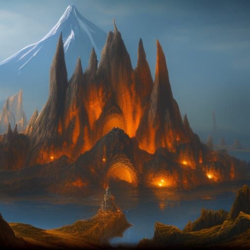 Volcano Castle: Detailed Fantasy Concept Art