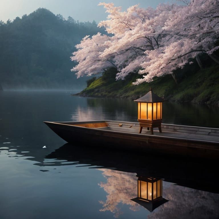 Lunar New Year: Minimalist Watercolor River Scene