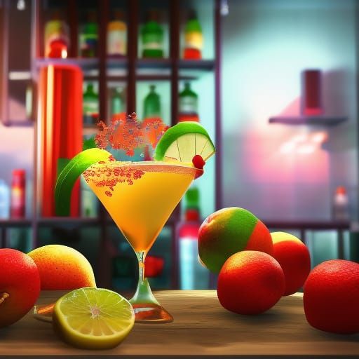 Epic 3D Cocktail in Cinematic Style