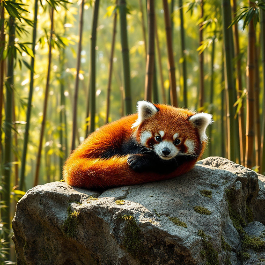 Red Panda in Bamboo Forest, Cinematic Photography