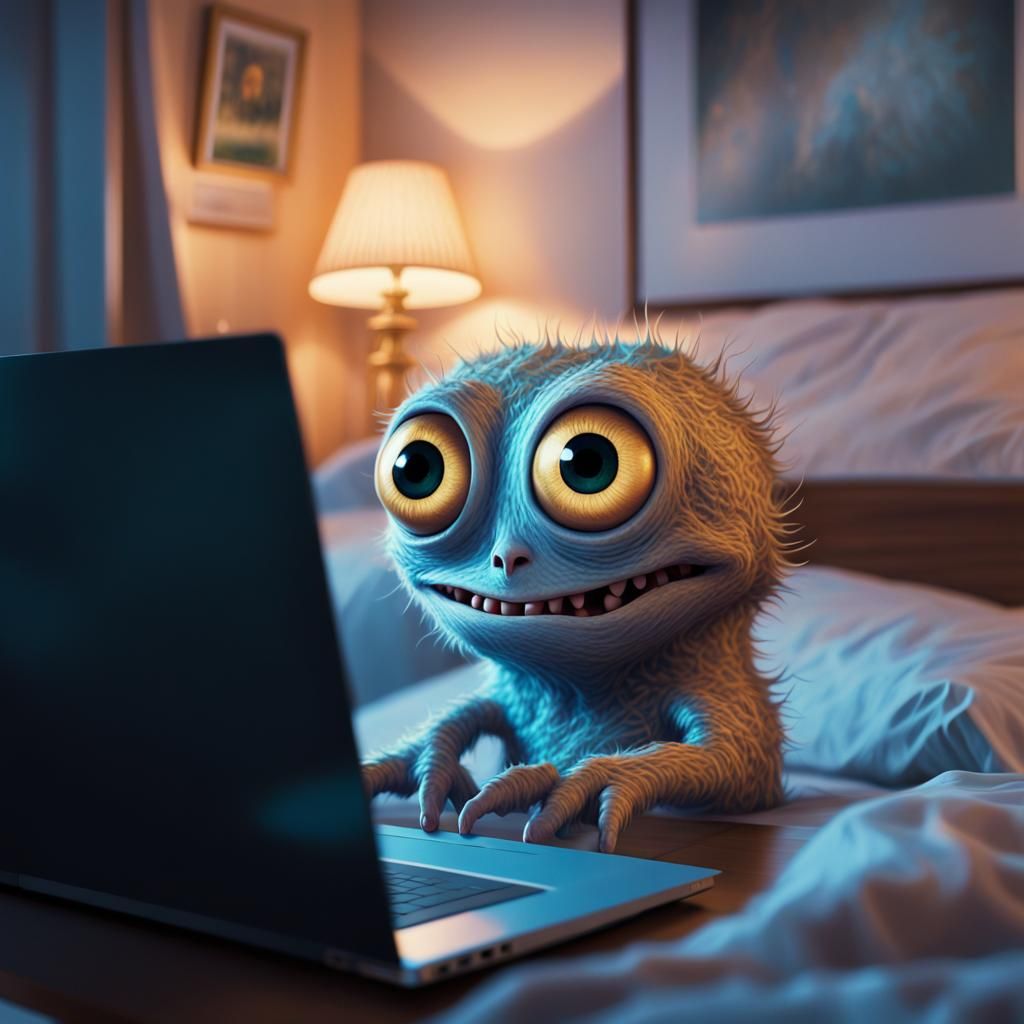 Kind Monster Creating AI Art: Hyper-Realistic Portrait