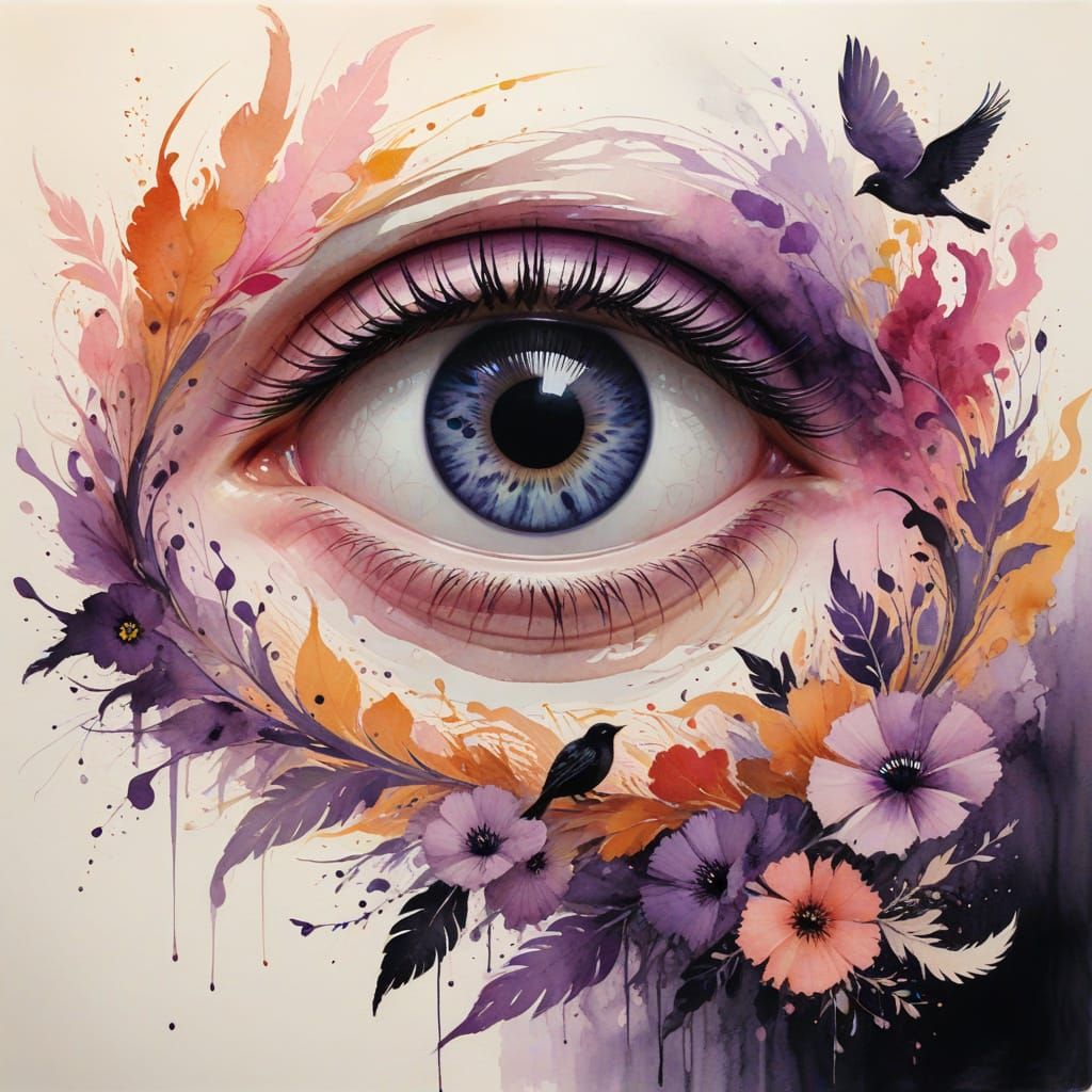 Floral Eye Reflecting Spring Birds at Golden Hour