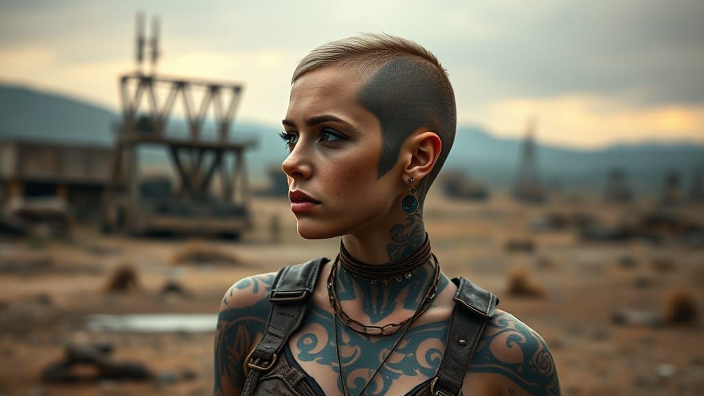 Post-Apocalyptic Woman with Tribal Tattoos