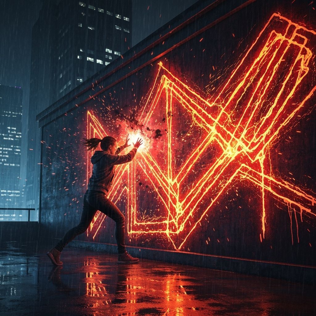 Graffiti Mage Creates Fiery Mural on Rooftop Night