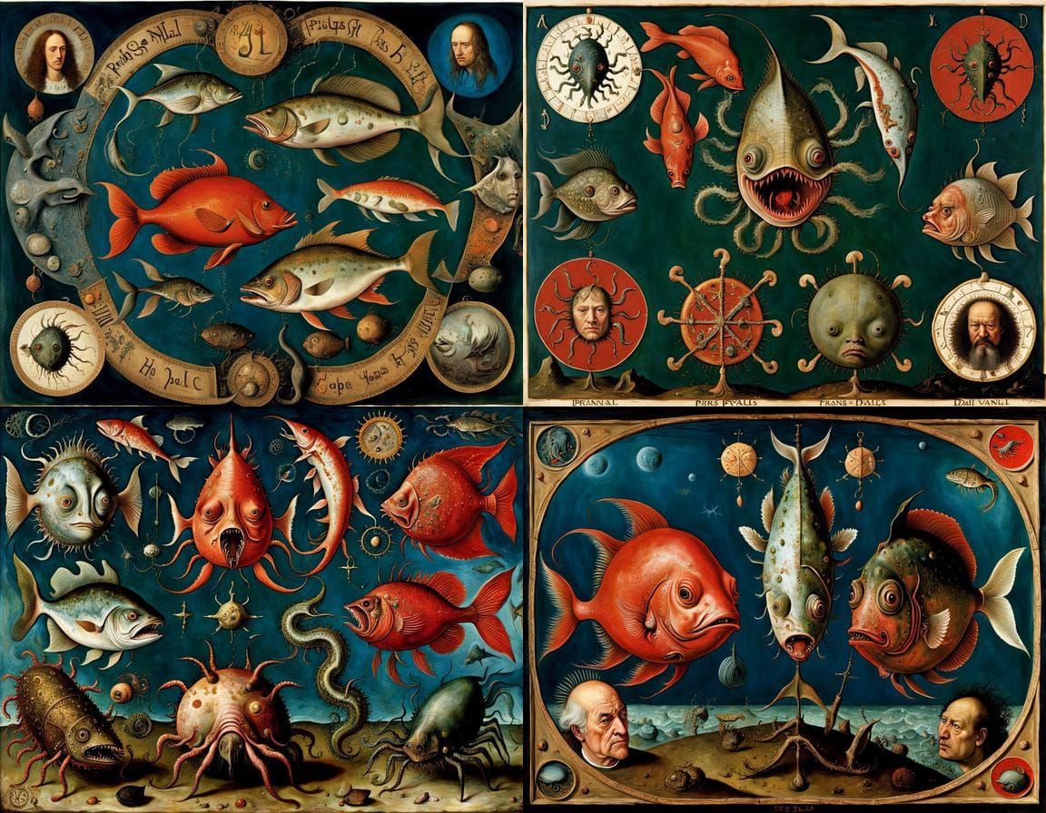 Mystical Pisces Zodiac Art in Vibrant Colors