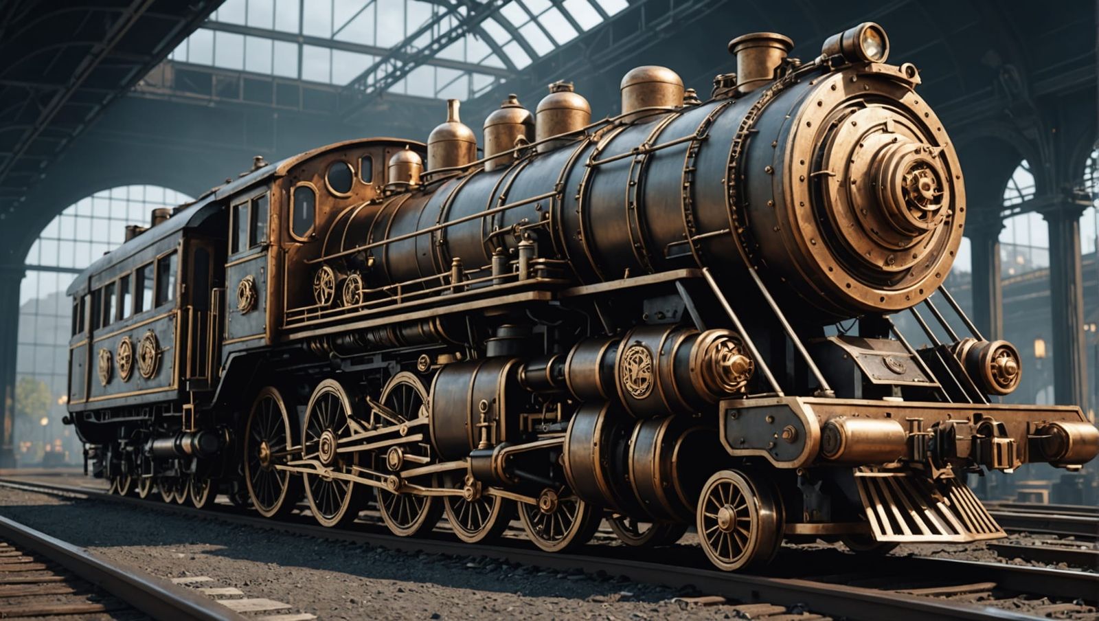 Steampunk Train-Set with Intricate Mechanical Details