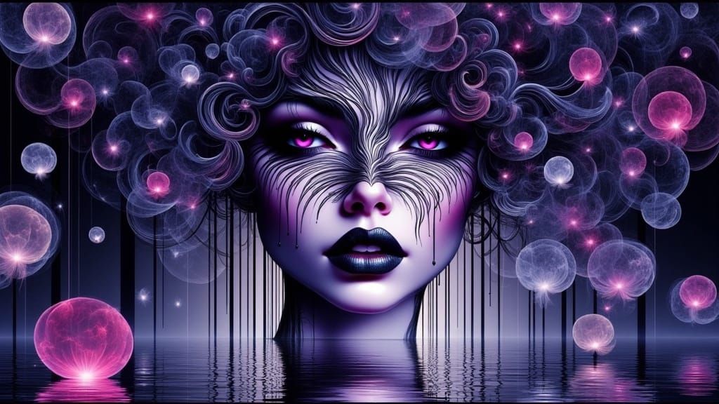 Pixel Art Dancer with Ethereal Waterfall