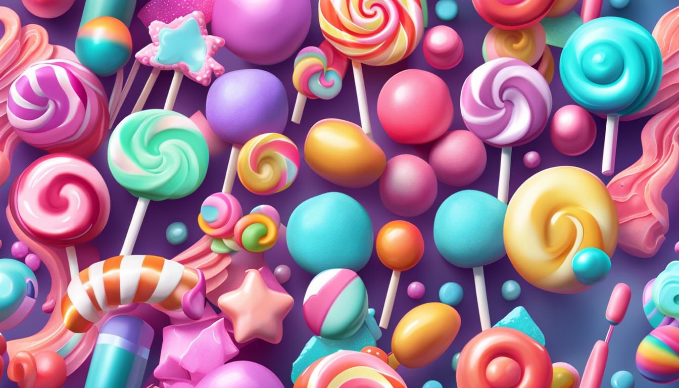 Colorful 3D Candy Shop Display in Fantasy Style