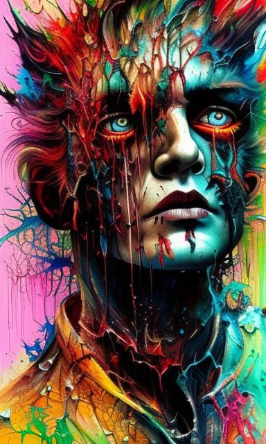 Badass Demon Soul Portrait in Acrylics