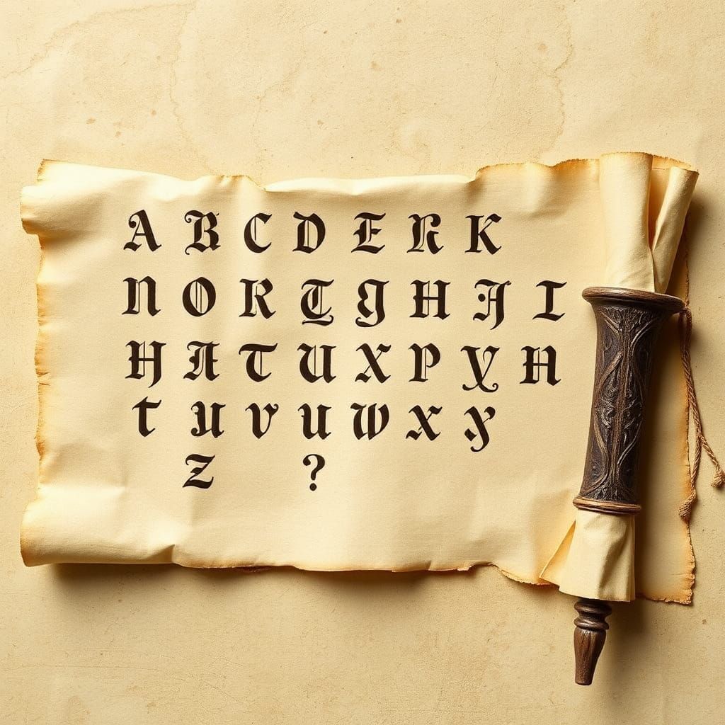 Illyrian Alphabet on Antique Parchment Scroll