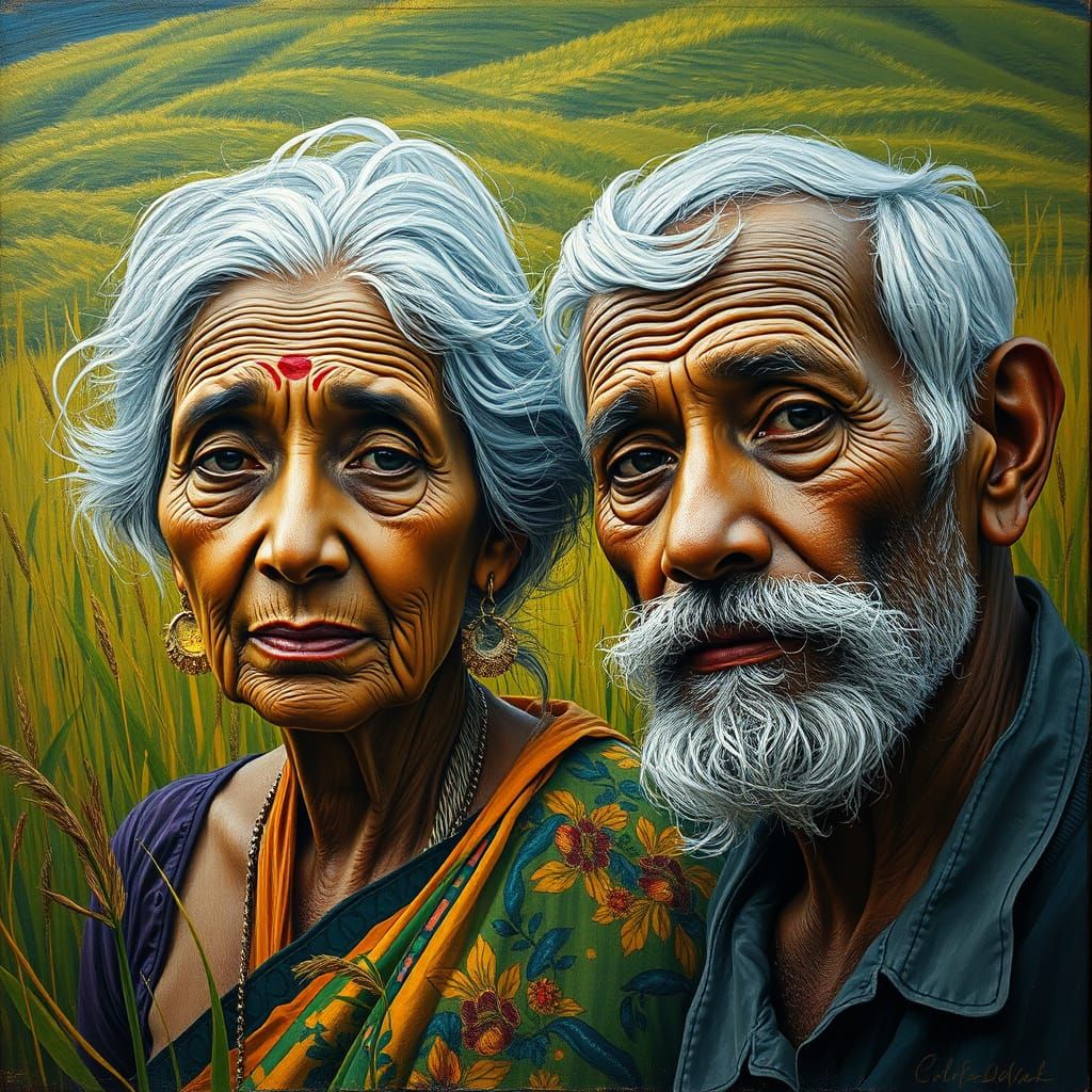 South Indian old aged woman and man ...