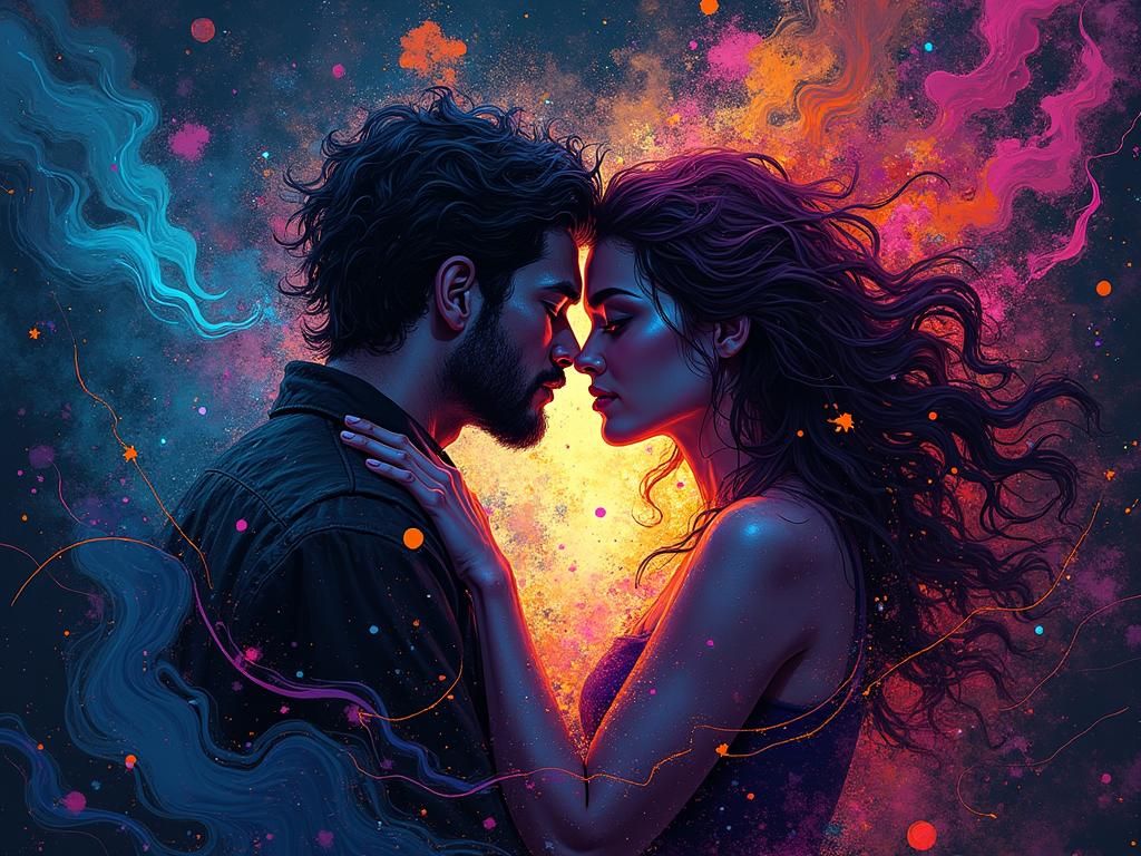 Abstract Night Scene Evokes Deep Connection