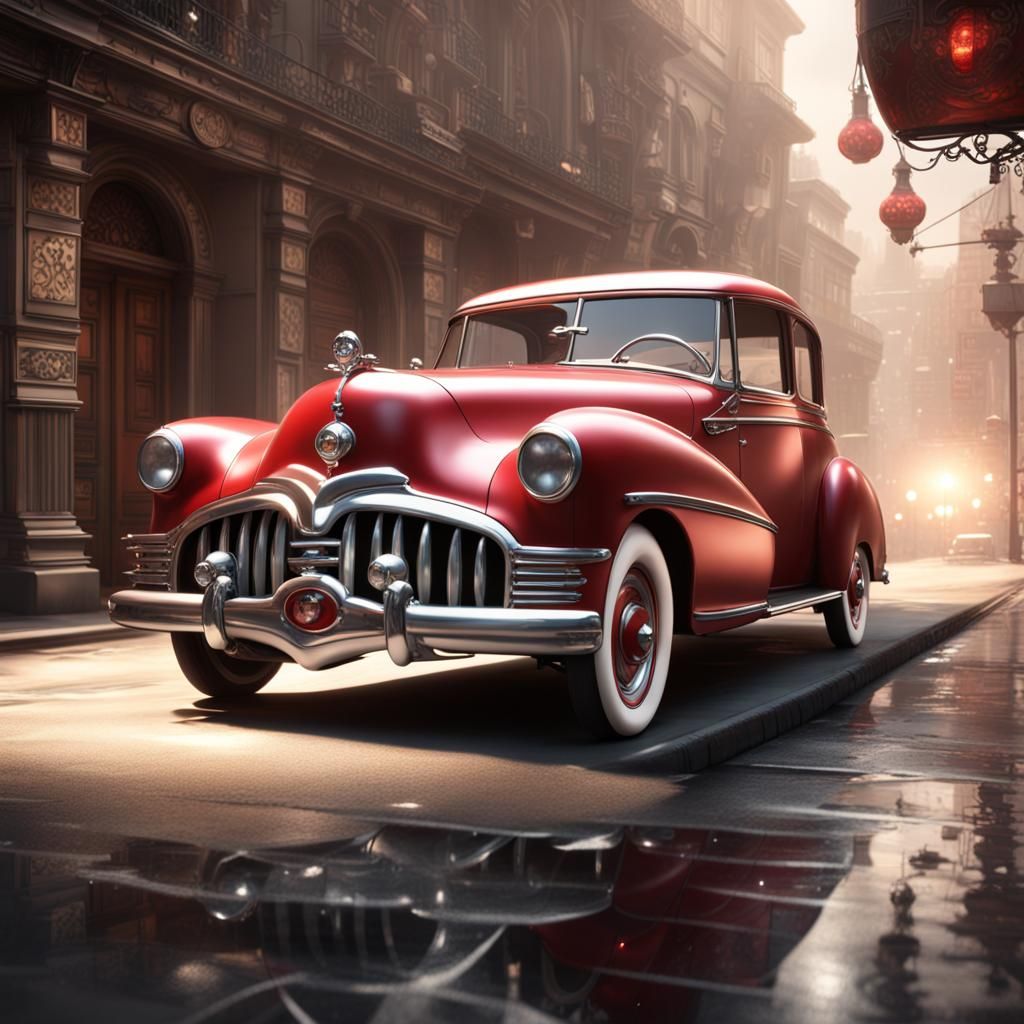 Betty Boop as Car Model: Digital Matte Painting