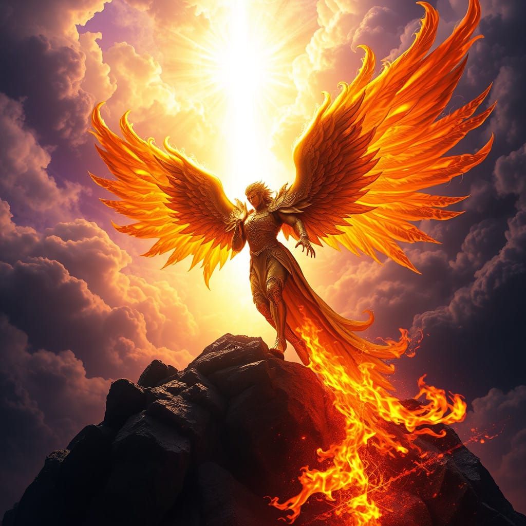 Majestic Fire Angel Leads the Way to Heavenly Gate