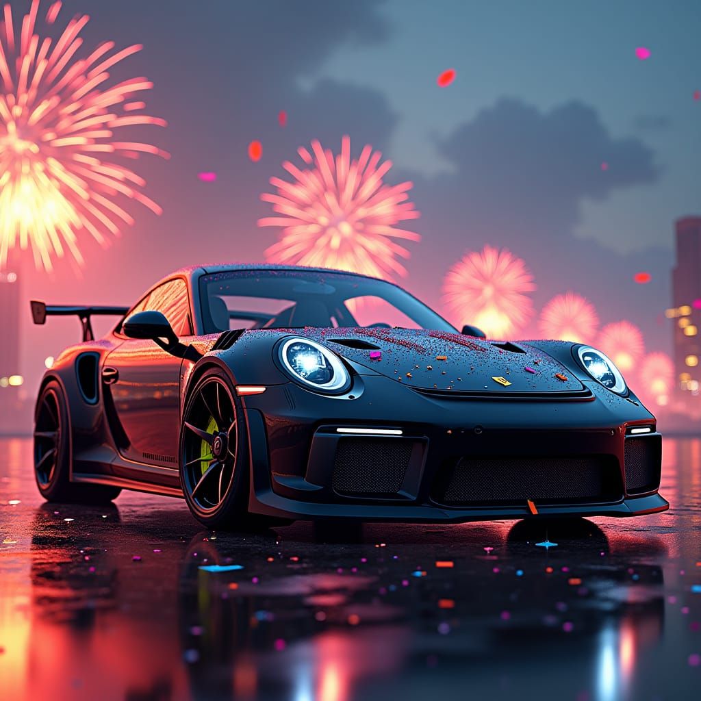 Porsche 911 GT3 RS New Year's Eve Hyperrealism