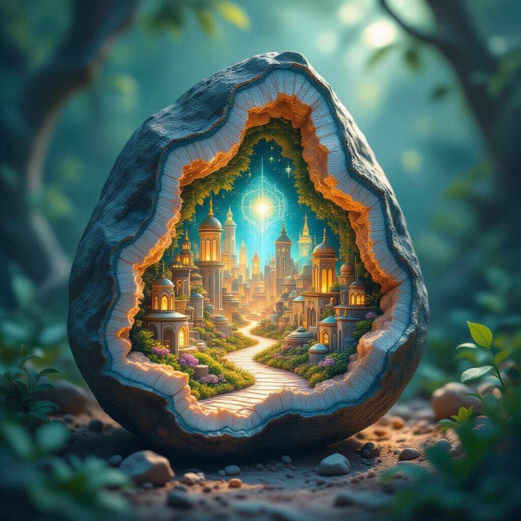 Miniature City Revealed Inside Ancient Geode