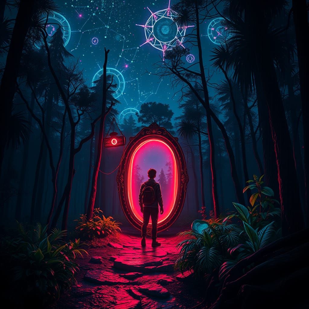 A traveler finds a mirror standing alone in the forest at 3 ...