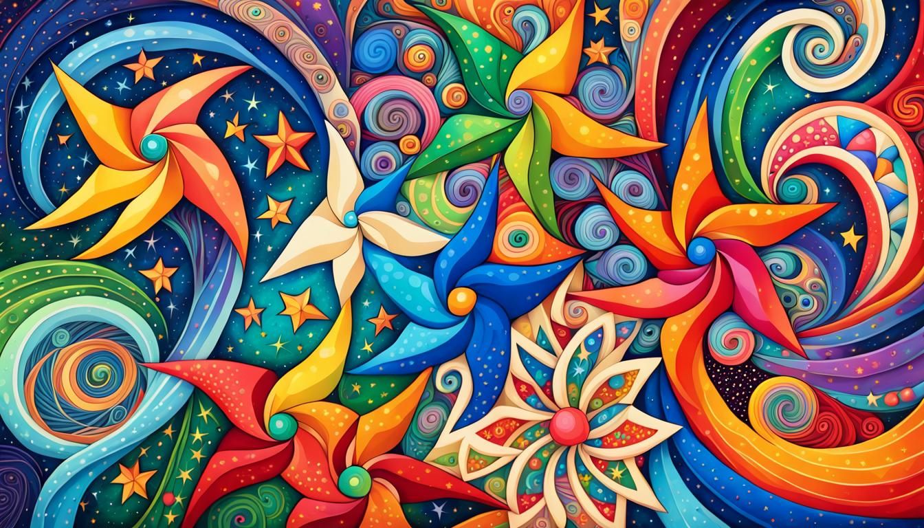 Cosmic Zentangle: Swirling Stars in Folk Art Style