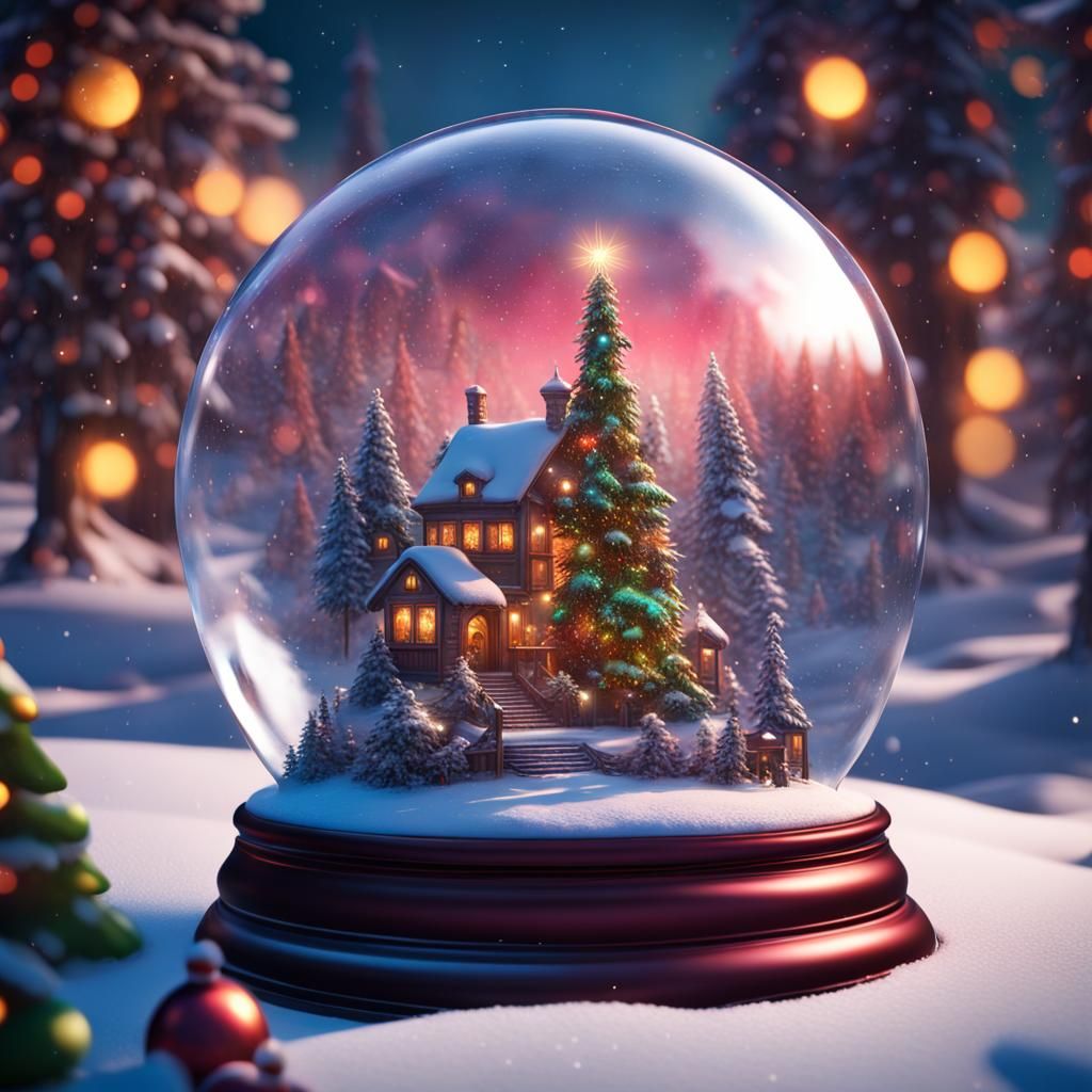 Christmas Snow Globe: Detailed Fantasy Art