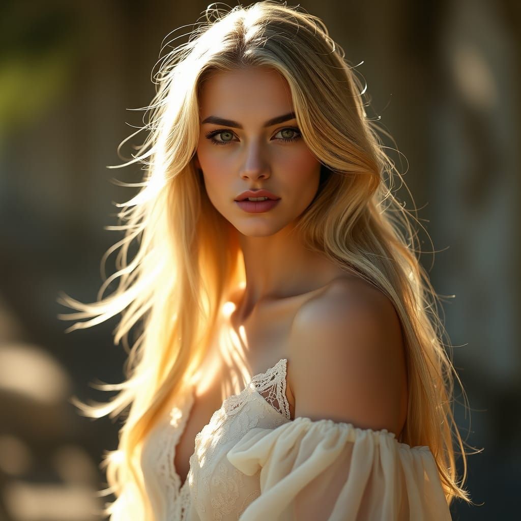 Sunlit Blonde in Soft Focus with Bokeh