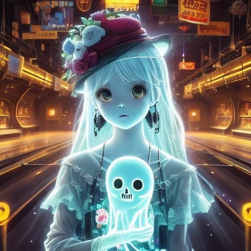Cute Girl Ghost Portrait in Anime Style