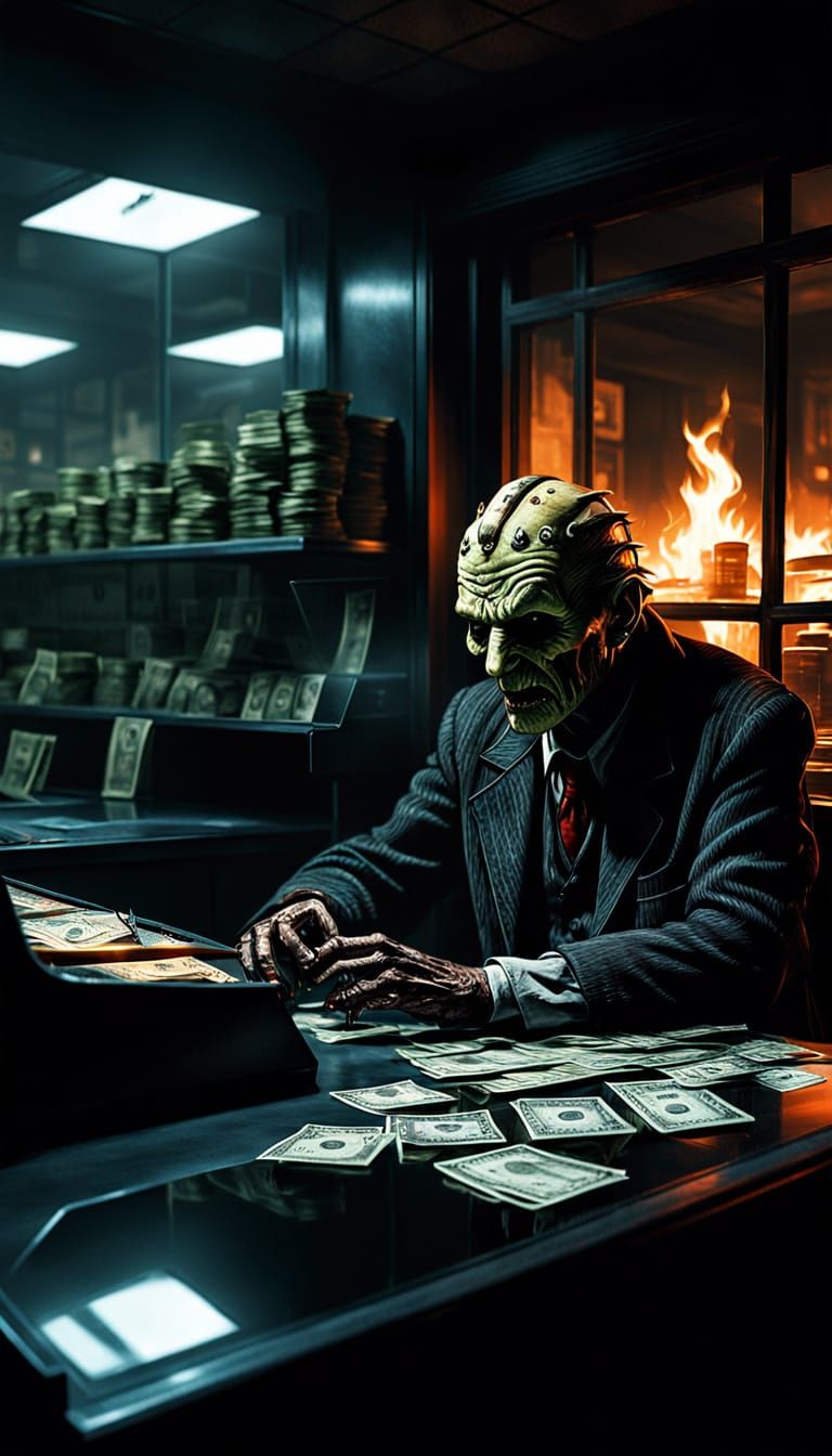 Freddy Krueger Behind the Counter: Dark Banking Concept Art