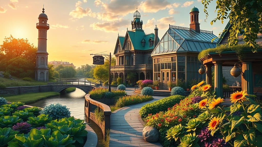 Victorian Mansion Beside Serene Riverbank Vegetable Farm in ...