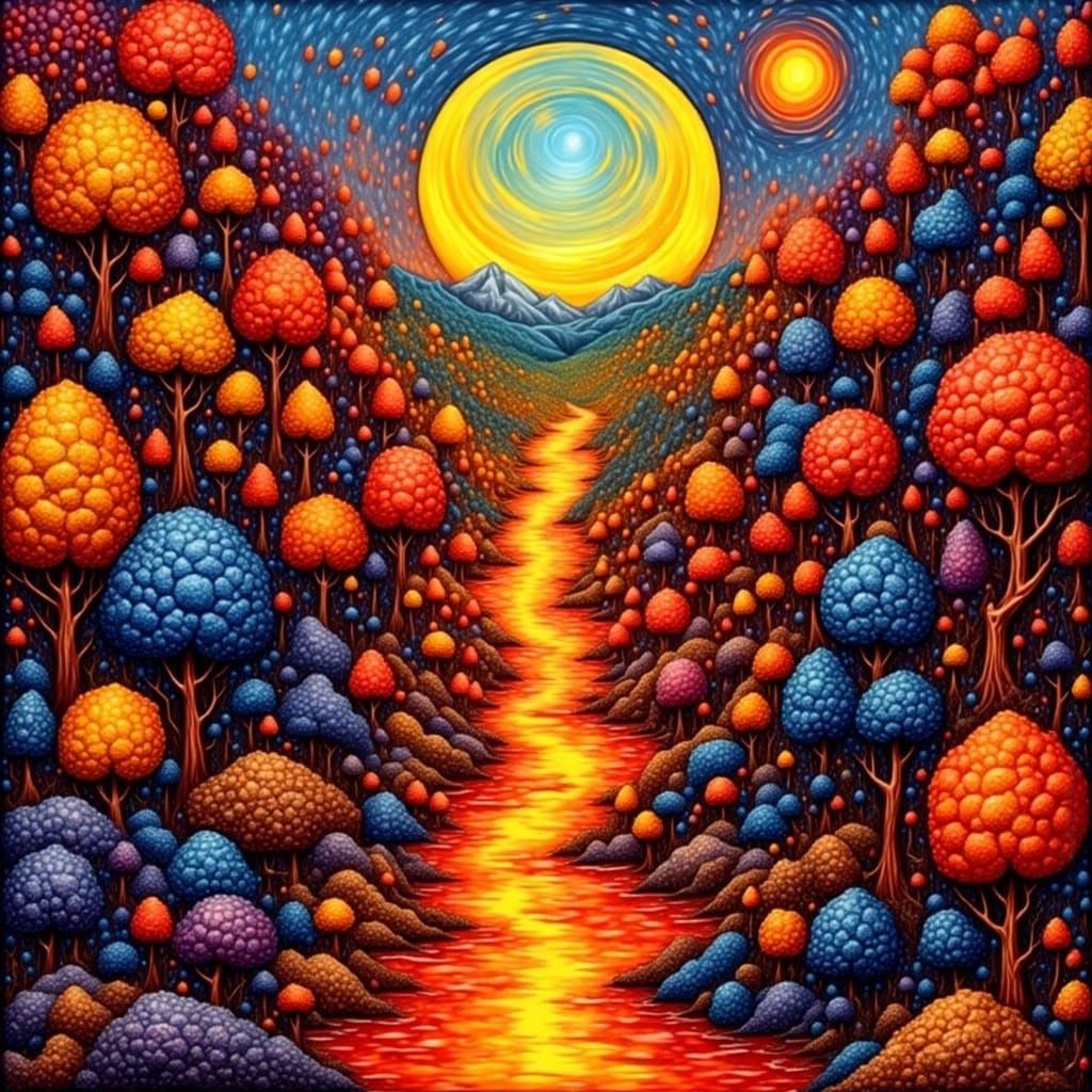 Abstract Alien Landscape with Geometric Shapes