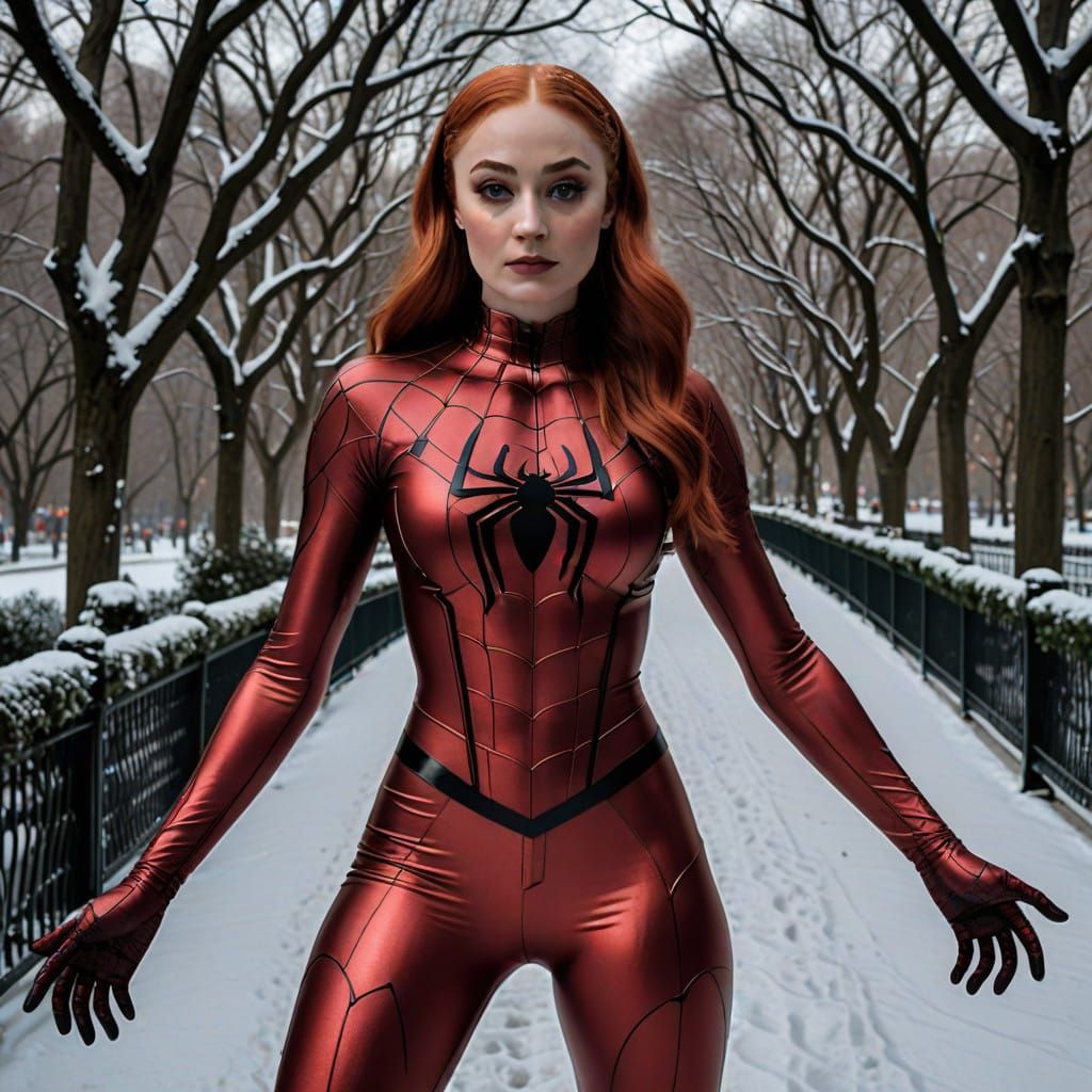 Stunning Spidergirl Portrait in Festive Latex Suit