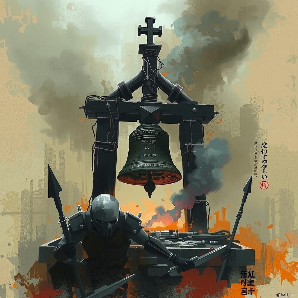Sinister Bell Tolling Figure in Dark Fantasy Art