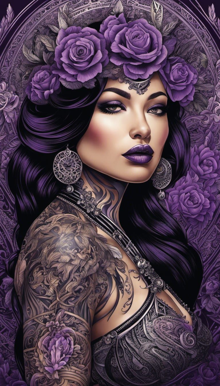 A curvy lady with tattoos