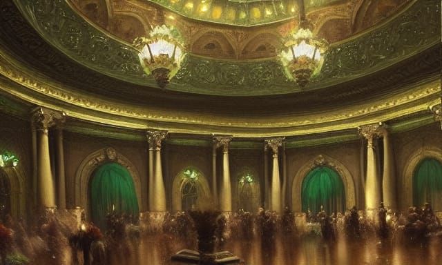 Elegant Dungeon Ballroom with Volumetric Lighting