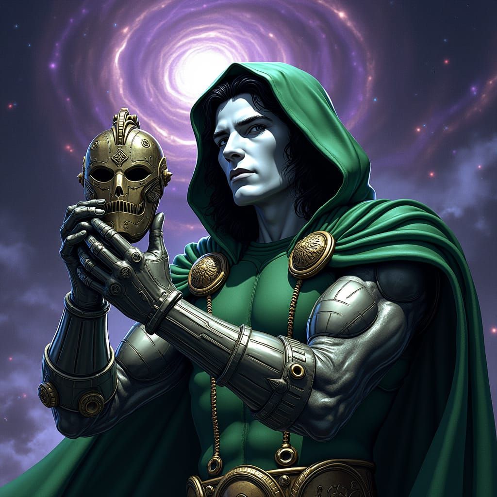 Doctor Doom Reveals Young Dream Mask in Cosmic Vortex