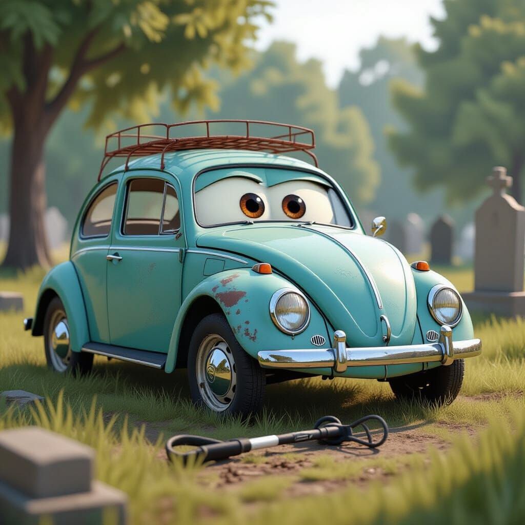 Wimpy Beetle Metal Detects in Cemetery