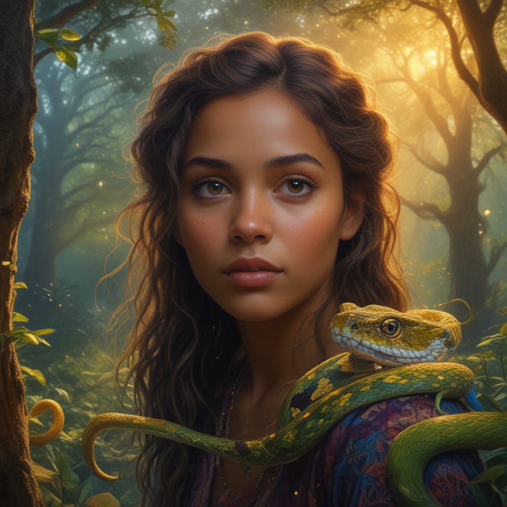 Ethereal Young Woman in a Whimsical Landscape