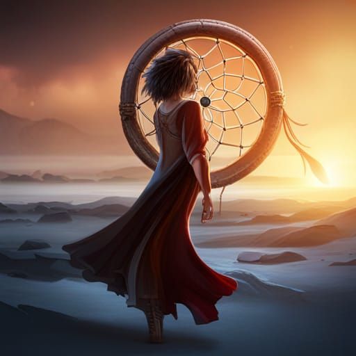 Dream from Sandman holding a dreamcatcher