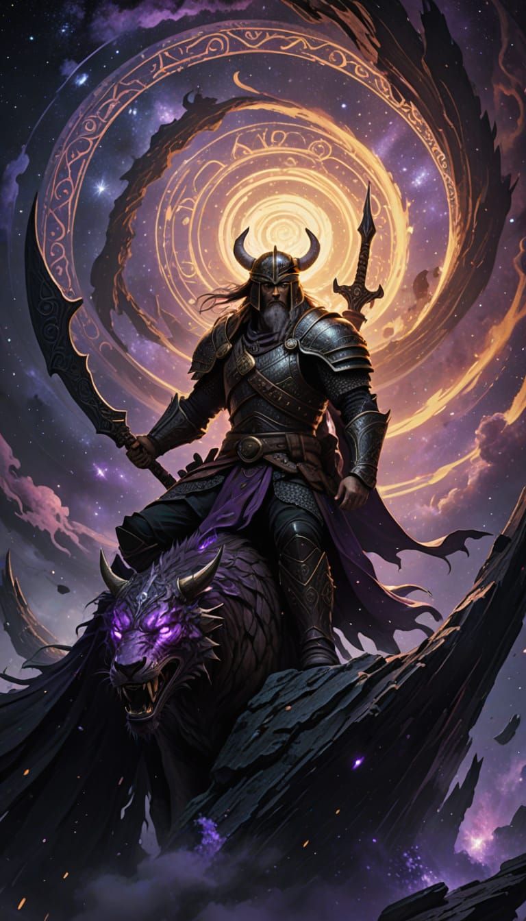 Epic Space Viking Drakkar Ride in Dark Fantasy Style