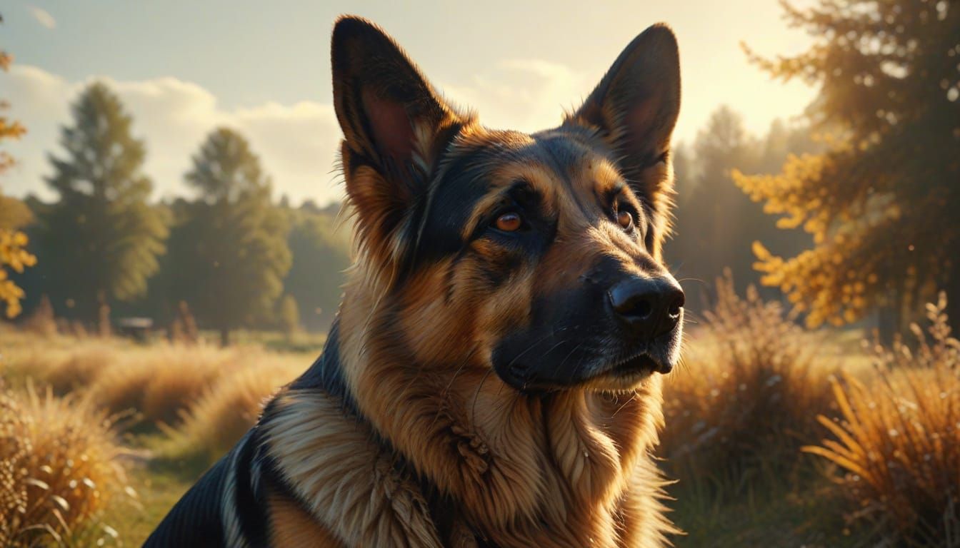 German Shepherd Dog in Hyperrealistic Splash Art