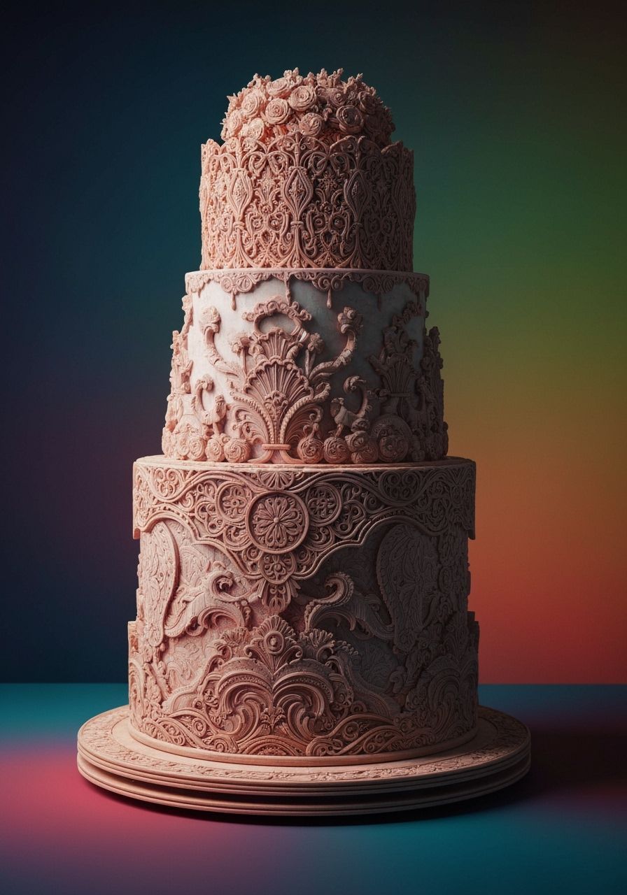 Hyperrealistic Wooden Wedding Cake Carving